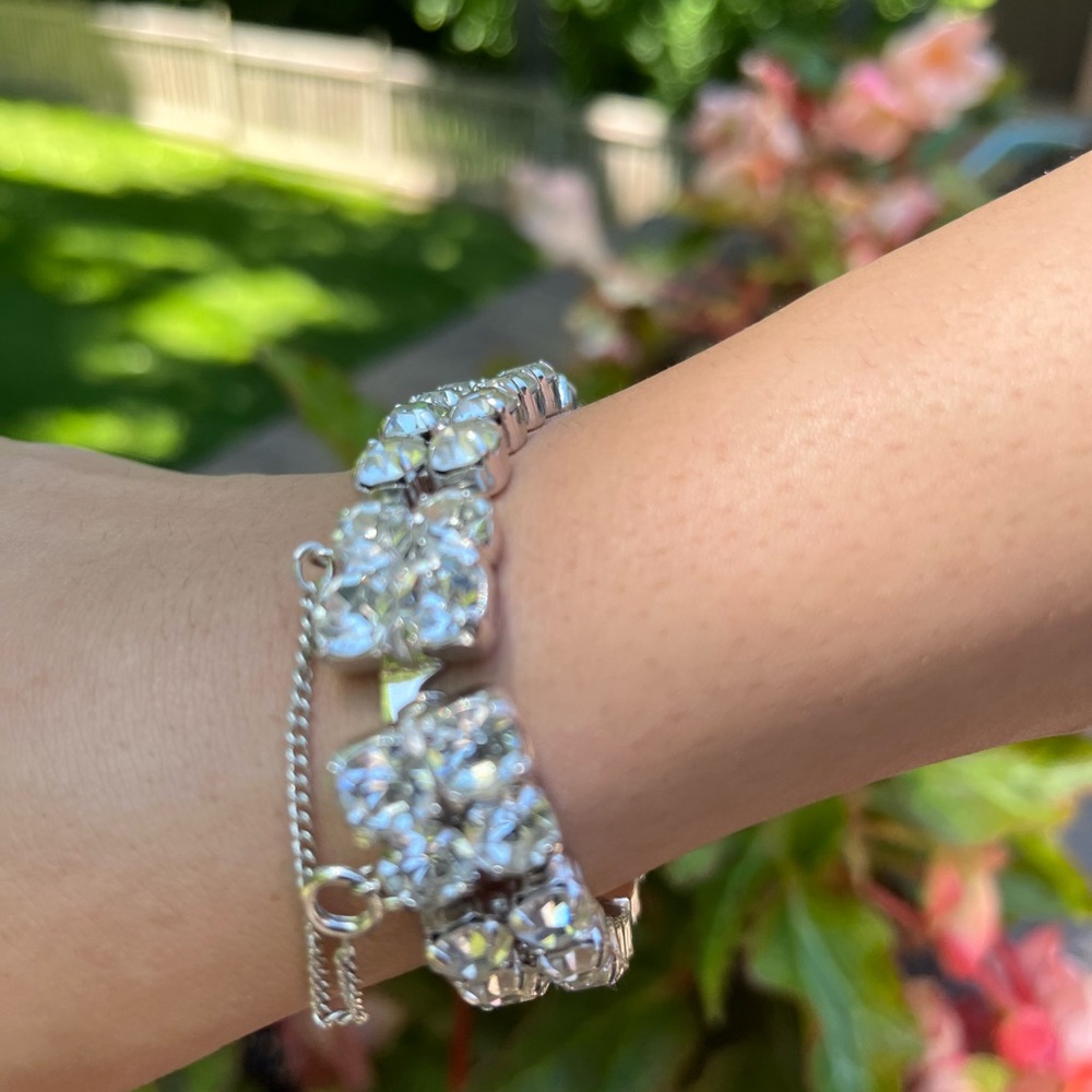 VINTAGE EISENBERG SILVER ICE CRYSTAL RHINESTONE BRACELET - Picture 6 of 8